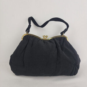 Vintage Black Kiss Close Clutch Purse